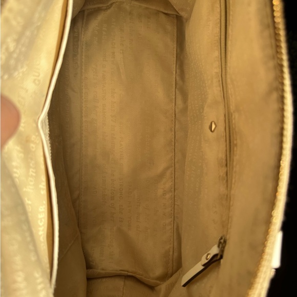 Kate Spade Beige linen  and White Leather Satchel - Picture 8 of 15